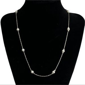 Napier Vintage Faux Pearls on Silver Tone Choker Designer Costume Jewelry